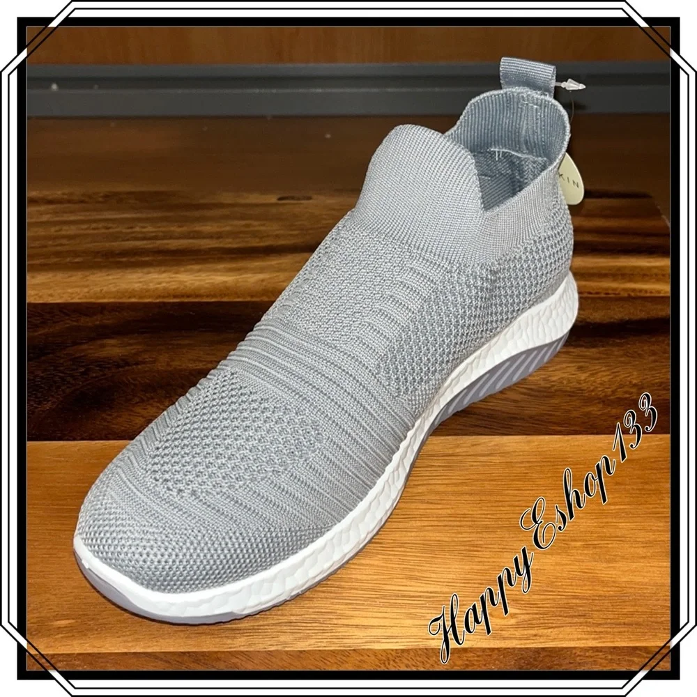 DANSKIN Cheerful Knit Vegan Textile Slip On Sneakers Gray NWT - Picture 1 of 12